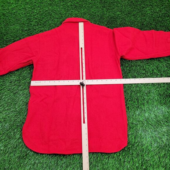 Vintage Woolrich Button Shirt S/M 19x29 Solid Red USA Heavyweight Wool 70s - Picture 6 of 12